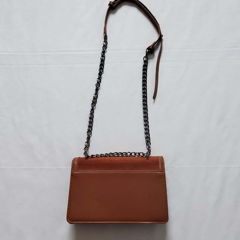 Women's Brown Faux Suede Messenger Shoulder Crossbody Sling Bag Purse - Picture 4 of 10